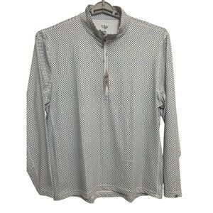 1764 Quarter Zip Pullover Mens Large White NEW Patterned Signature Collection